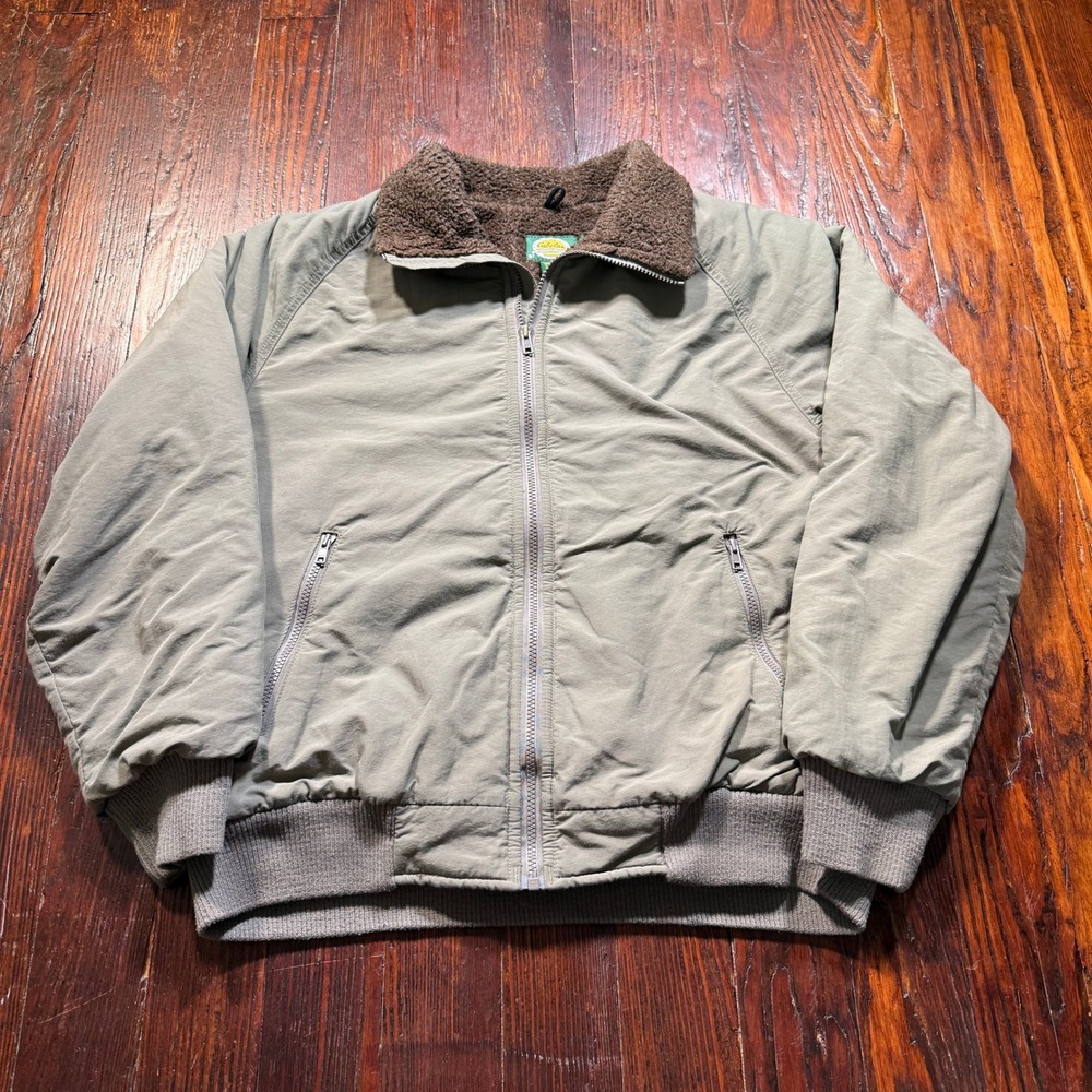 Vintage Cabelas Jacket Mens M Regular Sage Green Sherpa Lined Thinsulate Bomber